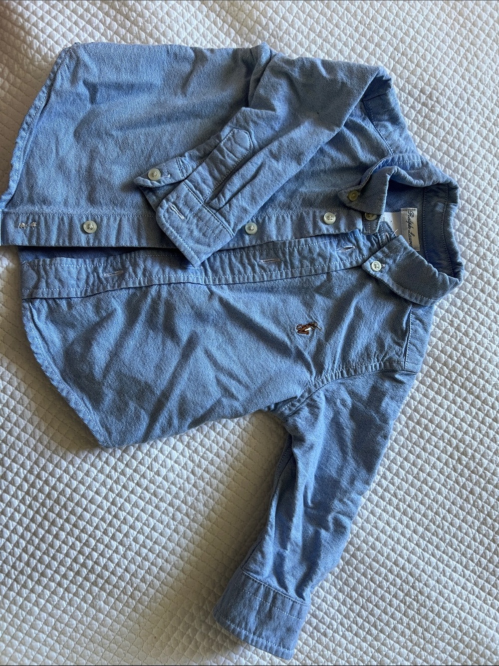 Ralph Lauren Blue Button-Down Oxford Shirt with Pony Logo